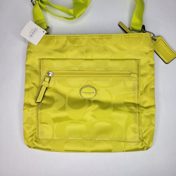 NWT COACH Getaway Signature Nylon File Bag 90s Vintage Crossbody Citrine Yellow - Picture 1 of 12